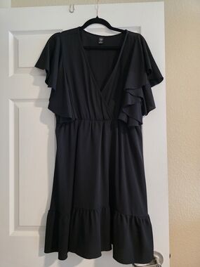 Black Ruffle Sleeve Dress